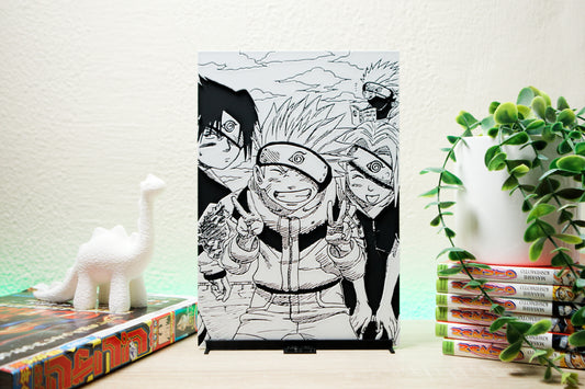 Retrato de Kakashi, Naruto, Sasuke y Sakura