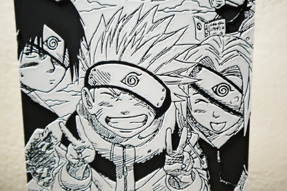 Retrato de Kakashi, Naruto, Sasuke y Sakura